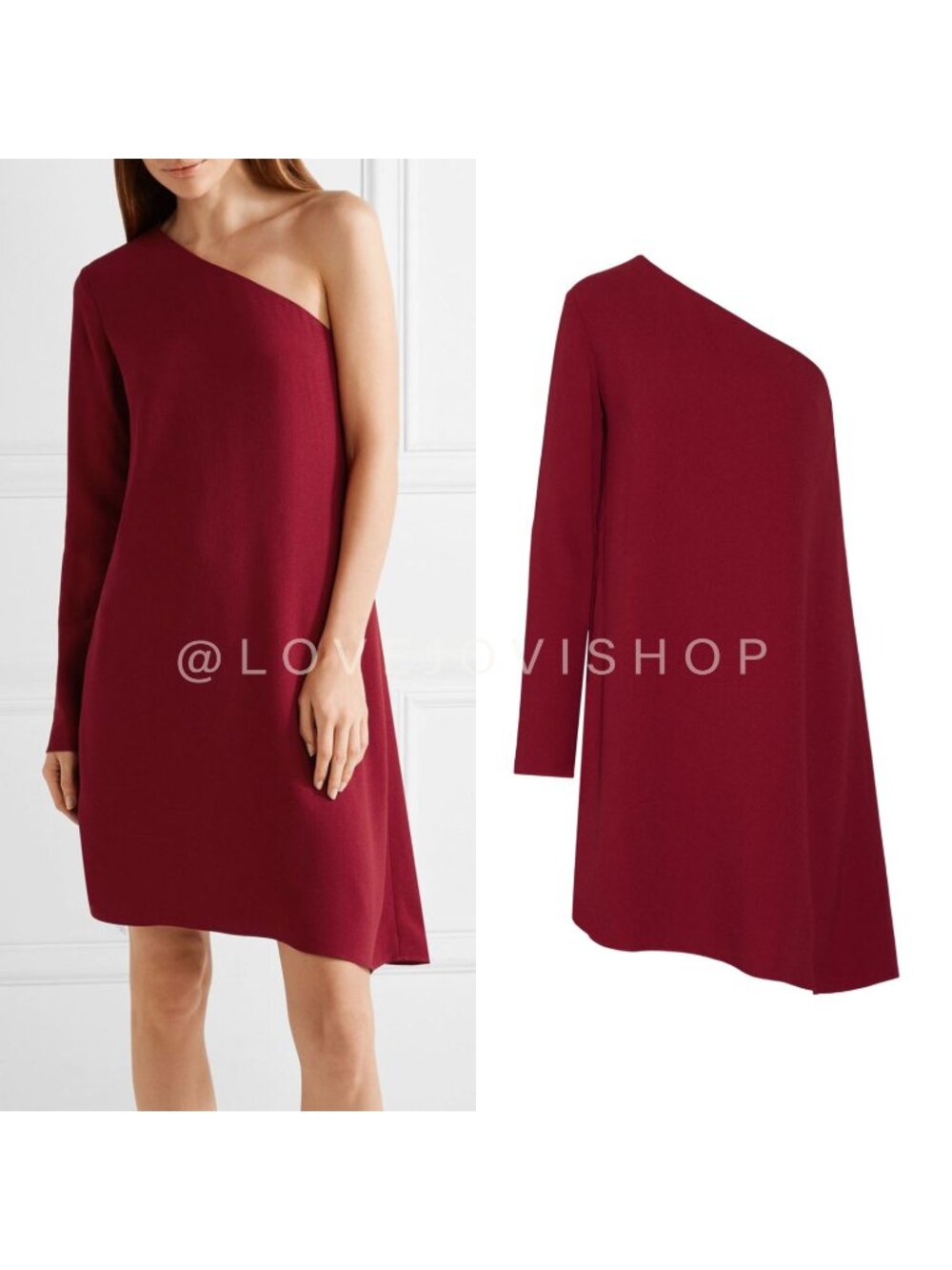 Dress | Theory Red Shift One Shoulder A-Line Crepe Mini | Flowy Cocktail Party S